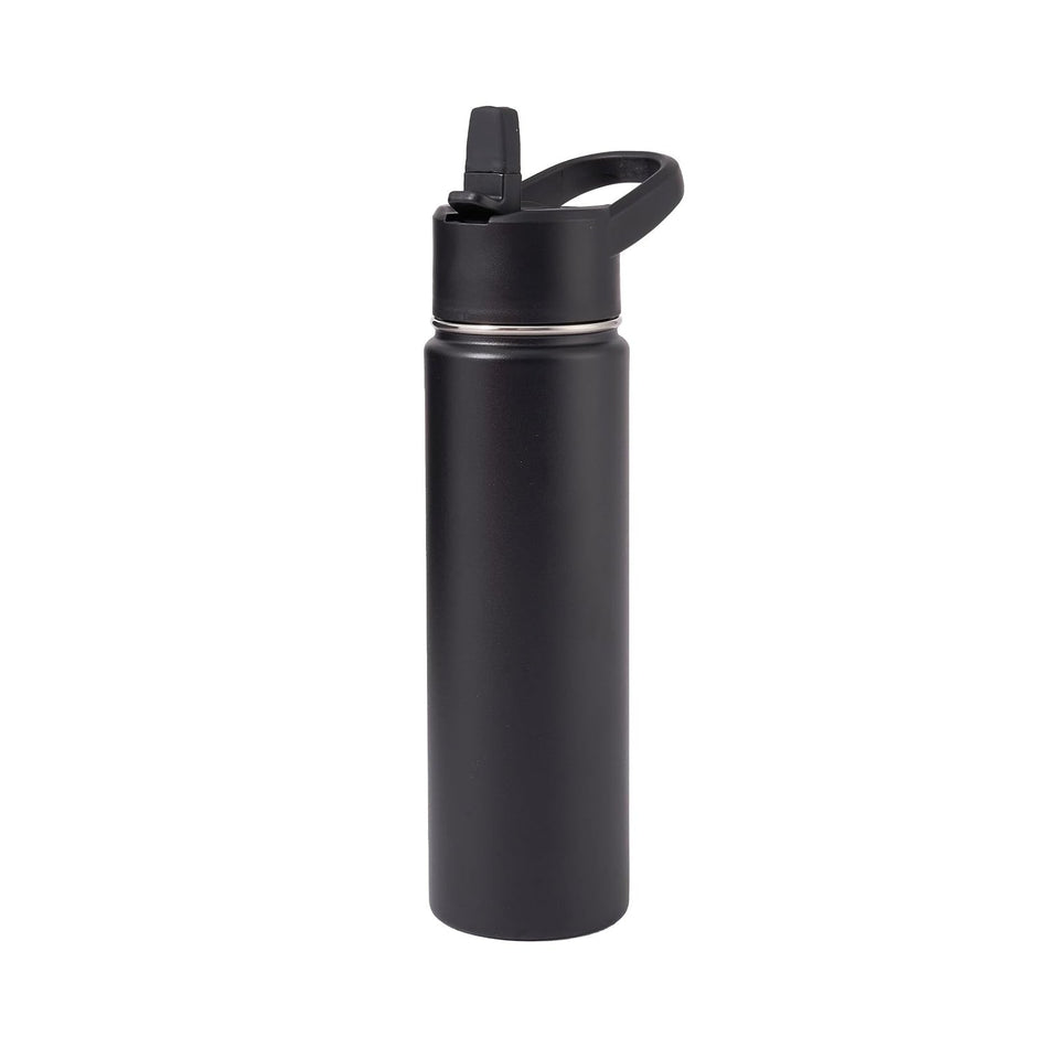 Velorixshop Metal Water Container with Straw and Broad Opening Cap, Stainless Steel